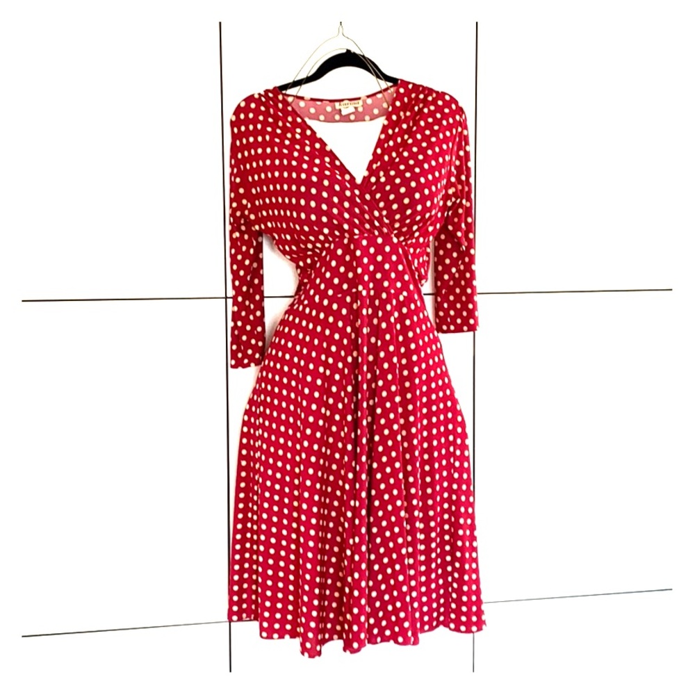 Fun dark red with white polka dot dress